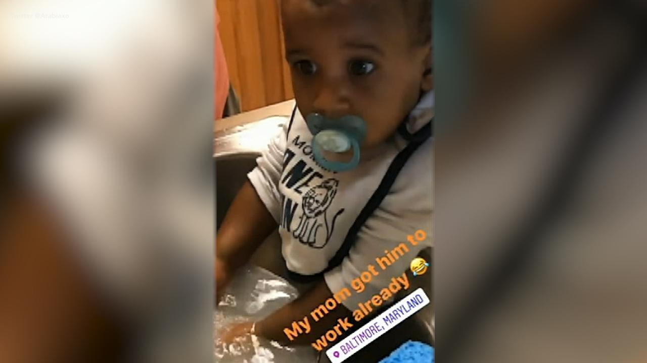 Grandmother has 9-month-old baby 'doing dishes' in funny viral video