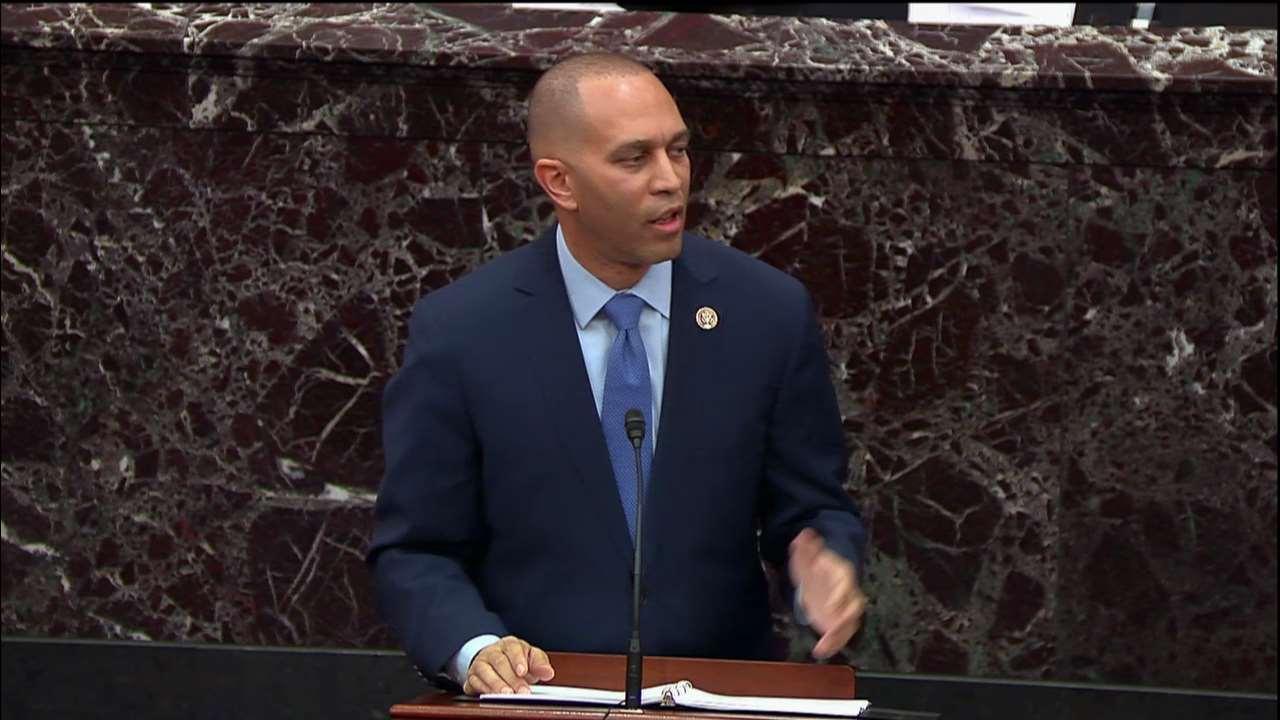 Impeachment protester interrupts Hakeem Jeffries: 'Jesus Christ would probably overturn the table'