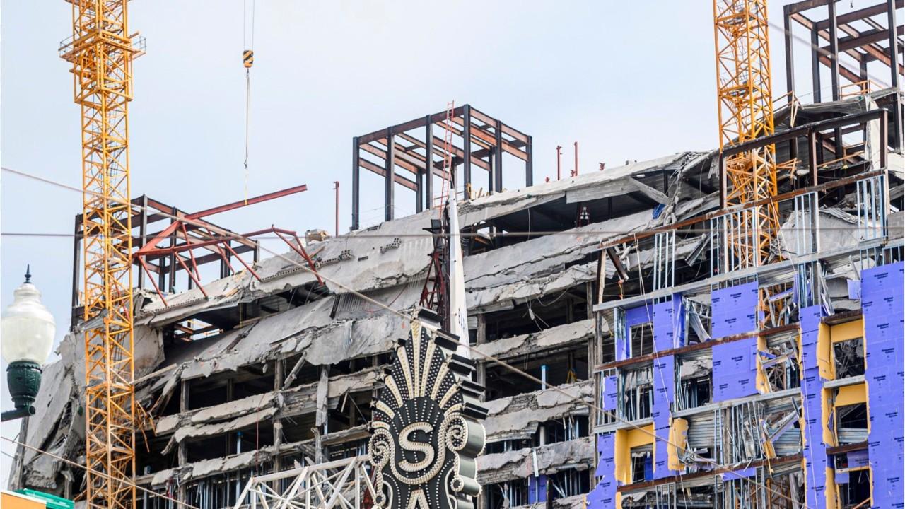 New Orleans Hard Rock Hotel dead construction worker's legs seen dangling off collapsed building