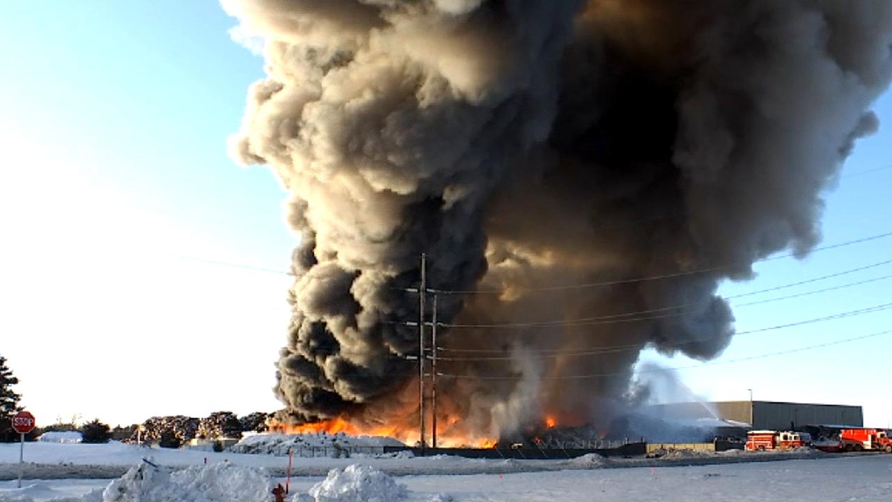 Fire at Minnesota recycling facility burns for third day