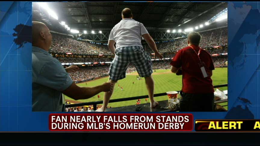 Fan Nearly Falls To His Death at Home Run Derby