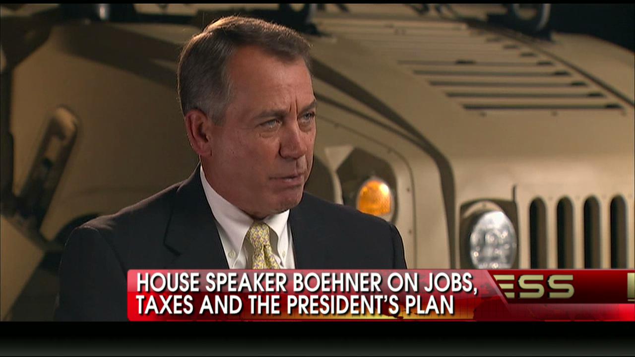 Fox Business Exclusive: Speaker of the House John Boehner on Jobs, Cutting the Deficit, and the Buffett Tax Increase