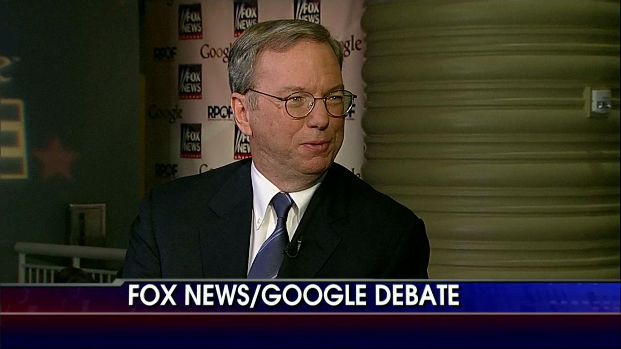 Google CEO Eric Schmidt Talks to Bret Baier Ahead of The Fox News/Google Debate