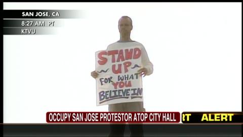 VIDEO: Occupy San Jose Protester Stands on Top of City Hall
