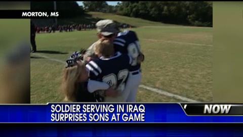 Emotional Homecoming: Solider Dad Surprises Sons at Football Game