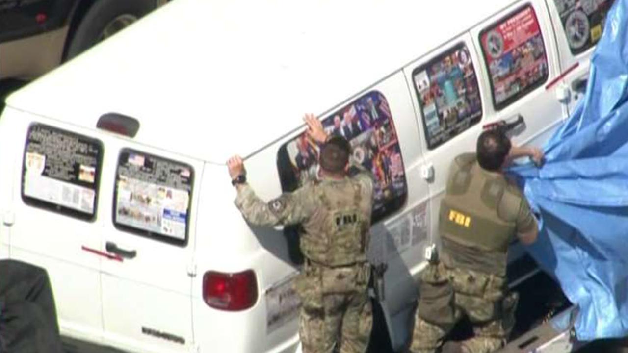 Mail bomb suspect's van covered in political stickers