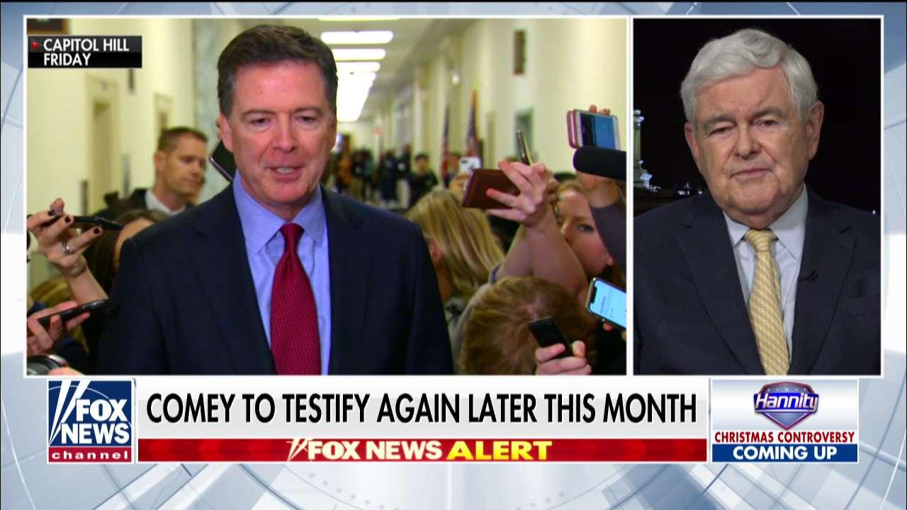 'A Really Sad Commentary': Gingrich Blasts 'Patently Fraudulent' Comey After Testimony