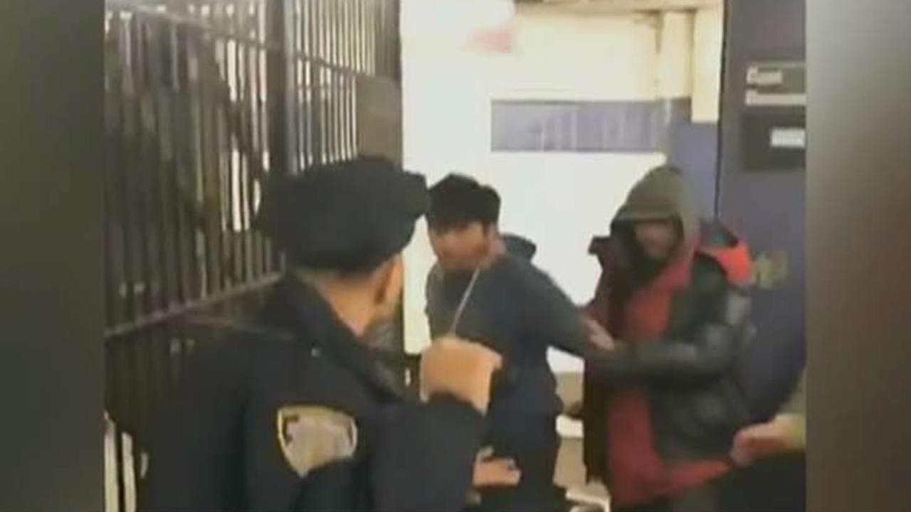 Video shows shocking subway attack as NYC cop is assaulted by five homeless men