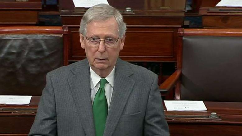 Senate Majority Leader Mitch McConnell speaks as partial government shutdown drags on over border security