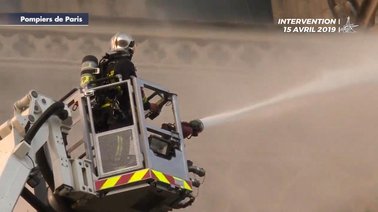 Paris Fire Brigade shares footage of firefighters racing to save Notre Dame cathedral