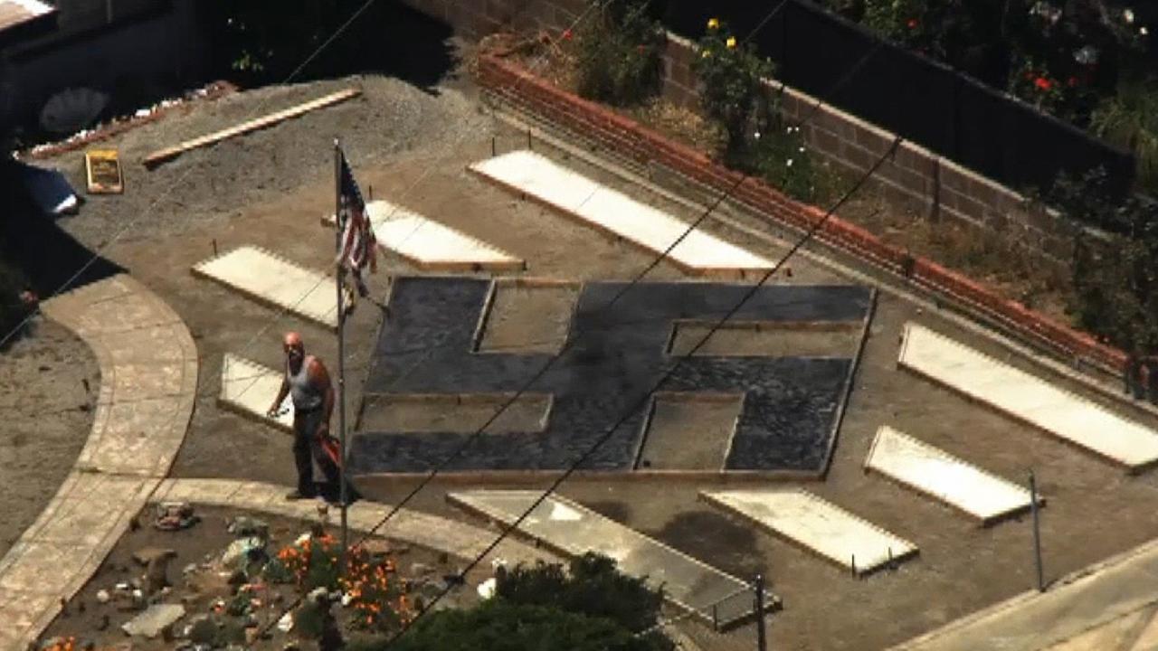 California man claims swastika lawn display is ‘Tibet symbol’ amid