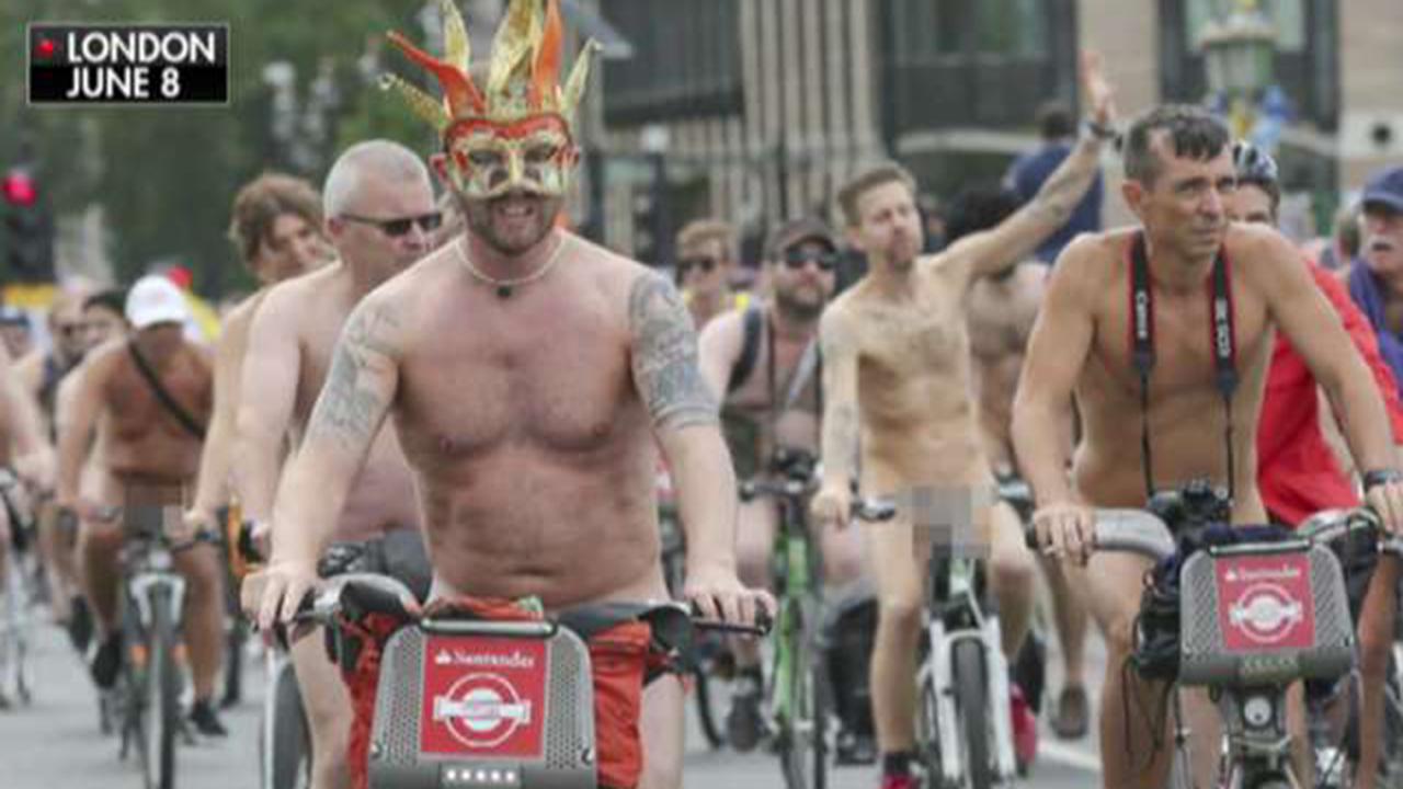 Bike riders strip down to expose the impact of climate change Fox News photo
