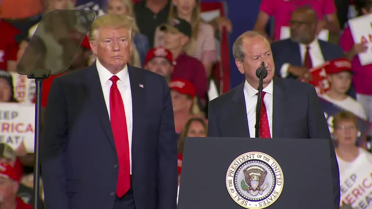 Trump, Bishop pause rally after attendee needs medical attention